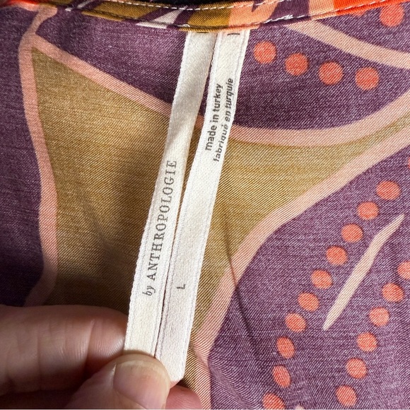 Anthropologie Floral Printed Midi Dress, Orange Tones, Size Large - Picture 8 of 10